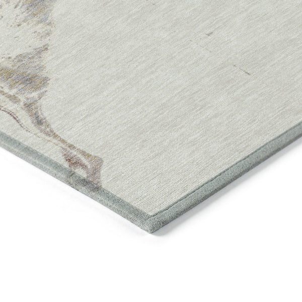 Homeroots 3' Abstract Washable Area Rug - Stylish Indoor Outdoor Design, Durable, Stain Resistant, Versatile Beige Polyester 617816