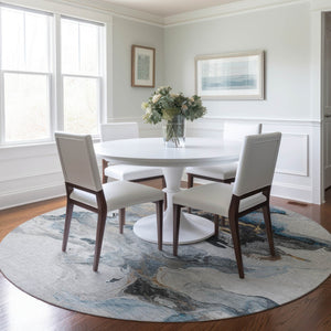 Homeroots 3' Abstract Washable Area Rug - Stylish Indoor Outdoor Design, Durable, Stain Resistant, Versatile Gray Polyester 617820