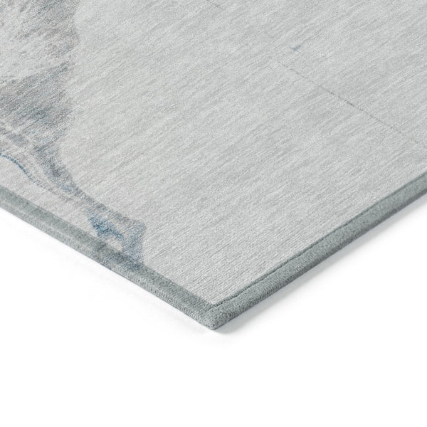 Homeroots 3' Abstract Washable Area Rug - Stylish Indoor Outdoor Design, Durable, Stain Resistant, Versatile Gray Polyester 617823