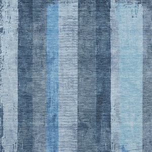 HomeRoots 5' Stylish Blue and Gray Striped Washable Area Rug – Durable, Easy-Clean for Indoor and Outdoor Use 8' X 10' 617839