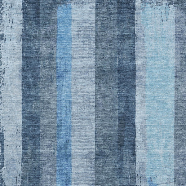 HomeRoots 5' Stylish Blue and Gray Striped Washable Area Rug – Durable, Easy-Clean for Indoor and Outdoor Use 8' X 10' 617839