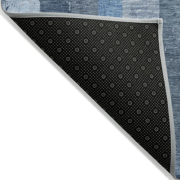 HomeRoots 5' Stylish Blue and Gray Striped Washable Area Rug – Durable, Easy-Clean for Indoor and Outdoor Use 10' X 14' 617841