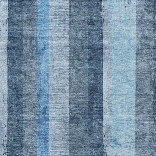HomeRoots 5' Stylish Blue and Gray Striped Washable Area Rug – Durable, Easy-Clean for Indoor and Outdoor Use 10' X 14' 617841