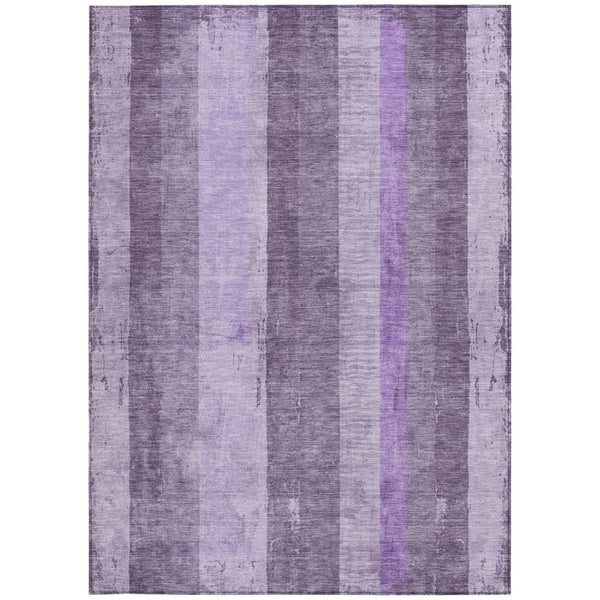 HomeRoots 5' Striped Purple and Lilac Washable Area Rug – Versatile, Durable, Indoor-Outdoor Comfort for All Spaces 5' X 8' 617843