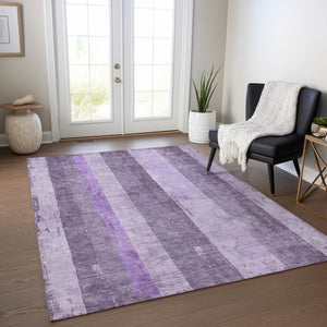 HomeRoots 5' Striped Purple and Lilac Washable Area Rug – Versatile, Durable, Indoor-Outdoor Comfort for All Spaces 5' X 8' 617843