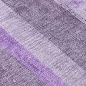 HomeRoots 5' Striped Purple and Lilac Washable Area Rug – Versatile, Durable, Indoor-Outdoor Comfort for All Spaces 8' Round 617844