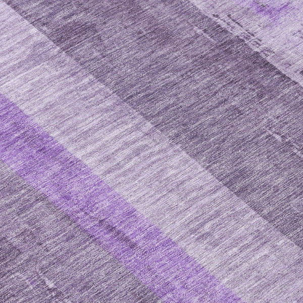 HomeRoots 5' Striped Purple and Lilac Washable Area Rug – Versatile, Durable, Indoor-Outdoor Comfort for All Spaces 8' Round 617844