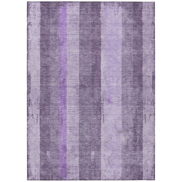 HomeRoots 5' Striped Purple and Lilac Washable Area Rug – Versatile, Durable, Indoor-Outdoor Comfort for All Spaces 8' X 10' 617845