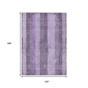 HomeRoots 5' Striped Purple and Lilac Washable Area Rug – Versatile, Durable, Indoor-Outdoor Comfort for All Spaces 10' X 14' 617847