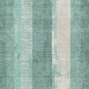 HomeRoots 5' Refreshing Pale Aqua and Teal Striped Area Rug – Durable, Washable for Indoor & Outdoor Use 5' X 8' 617849