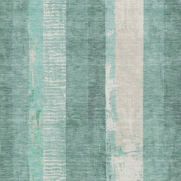 HomeRoots 5' Refreshing Pale Aqua and Teal Striped Area Rug – Durable, Washable for Indoor & Outdoor Use 5' X 8' 617849