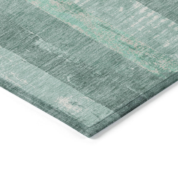 HomeRoots 5' Refreshing Pale Aqua and Teal Striped Area Rug – Durable, Washable for Indoor & Outdoor Use 8' X 10' 617851