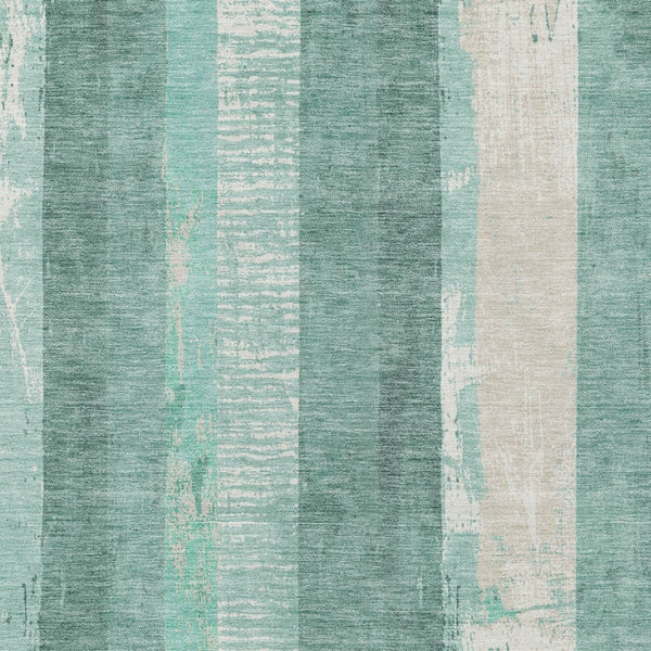 HomeRoots 5' Refreshing Pale Aqua and Teal Striped Area Rug – Durable, Washable for Indoor & Outdoor Use 8' X 10' 617851