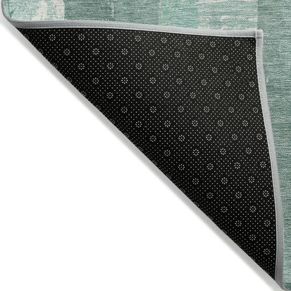 HomeRoots 5' Refreshing Pale Aqua and Teal Striped Area Rug – Durable, Washable for Indoor & Outdoor Use 9' X 12' 617852
