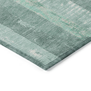 HomeRoots 5' Refreshing Pale Aqua and Teal Striped Area Rug – Durable, Washable for Indoor & Outdoor Use 10' X 14' 617853