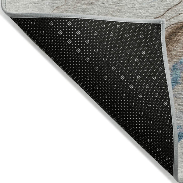 HomeRoots 5' Beige and Blue Abstract Area Rug - Stylish, Washable, Durable for Indoor & Outdoor Spaces 9' X 12' 617864