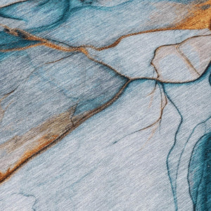 HomeRoots 5' Sky Blue and Copper Abstract Area Rug - Stylish, Washable Design for Indoor and Outdoor Use 8' Round 617874