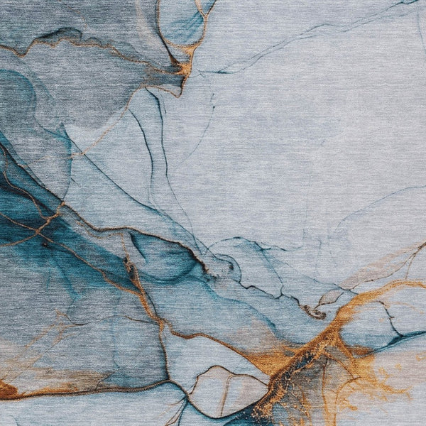 HomeRoots 5' Sky Blue and Copper Abstract Area Rug - Stylish, Washable Design for Indoor and Outdoor Use 9' X 12' 617876