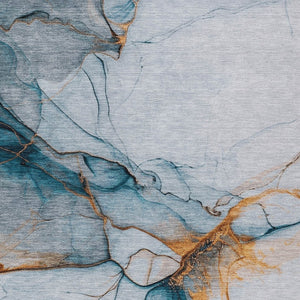 HomeRoots 5' Sky Blue and Copper Abstract Area Rug - Stylish, Washable Design for Indoor and Outdoor Use 10' X 14' 617877