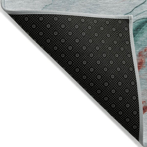 HomeRoots 9' Abstract Teal Blue & Terra Cotta Washable Area Rug - Durable, Stylish for Indoor & Outdoor Use 617882