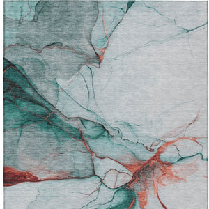 HomeRoots 9' Abstract Teal Blue & Terra Cotta Washable Area Rug - Durable, Stylish for Indoor & Outdoor Use 617882