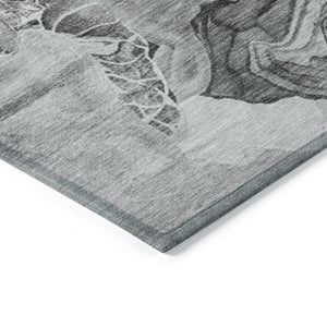 Homeroots 3' Abstract Washable Indoor Outdoor Area Rug - Stylish, Durable, And Perfect For High Traffic Spaces Gray Polyester 617885