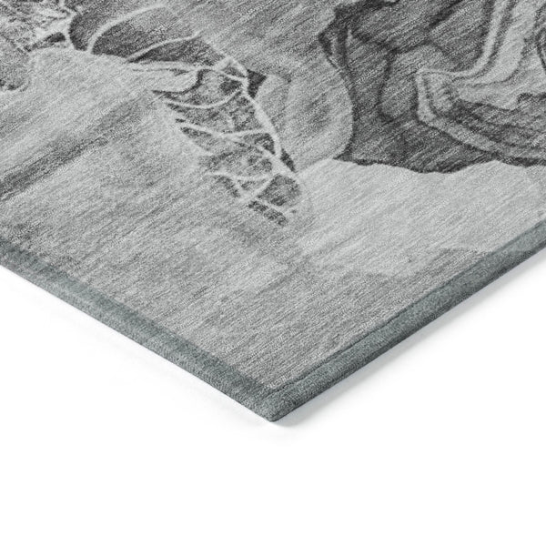 Homeroots 3' Abstract Washable Indoor Outdoor Area Rug - Stylish, Durable, And Perfect For High Traffic Spaces Gray Polyester 617885