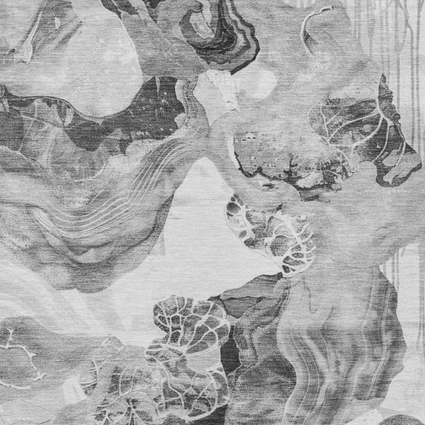 Homeroots 3' Abstract Washable Indoor Outdoor Area Rug - Stylish, Durable, And Perfect For High Traffic Spaces Gray Polyester 617885