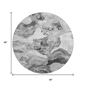 Homeroots 3' Abstract Washable Indoor Outdoor Area Rug - Stylish, Durable, And Perfect For High Traffic Spaces Gray Polyester 617886