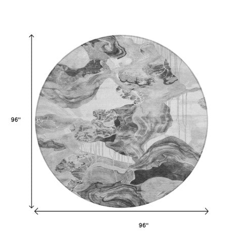 Homeroots 3' Abstract Washable Indoor Outdoor Area Rug - Stylish, Durable, And Perfect For High Traffic Spaces Gray Polyester 617886