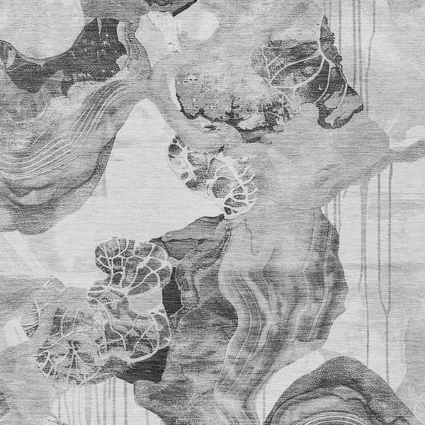 Homeroots 3' Abstract Washable Indoor Outdoor Area Rug - Stylish, Durable, And Perfect For High Traffic Spaces Gray Polyester 617887