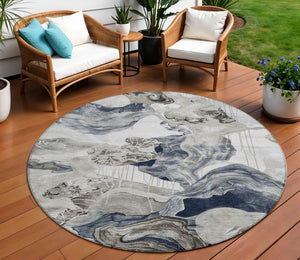Homeroots 3' Abstract Washable Indoor Outdoor Area Rug - Stylish, Durable, And Perfect For High Traffic Spaces Ivory Polyester 617892