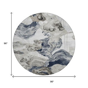 Homeroots 3' Abstract Washable Indoor Outdoor Area Rug - Stylish, Durable, And Perfect For High Traffic Spaces Ivory Polyester 617892