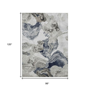 Homeroots 3' Abstract Washable Indoor Outdoor Area Rug - Stylish, Durable, And Perfect For High Traffic Spaces Ivory Polyester 617893