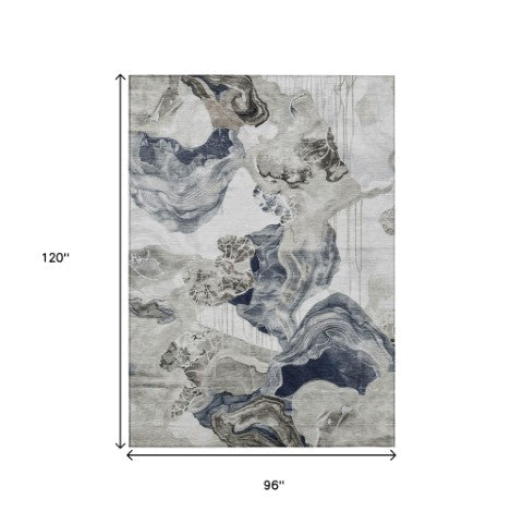 Homeroots 3' Abstract Washable Indoor Outdoor Area Rug - Stylish, Durable, And Perfect For High Traffic Spaces Ivory Polyester 617893