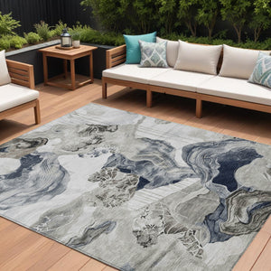 Homeroots 3' Abstract Washable Indoor Outdoor Area Rug - Stylish, Durable, And Perfect For High Traffic Spaces Ivory Polyester 617894