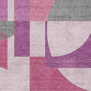 Homeroots 3' Geometric Washable Indoor Outdoor Area Rug - Stylish, Durable & Stain Resistant For Any Space Blush Polyester 617896