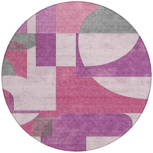 Homeroots 3' Geometric Washable Indoor Outdoor Area Rug - Stylish, Durable & Stain Resistant For Any Space Blush Polyester 617898