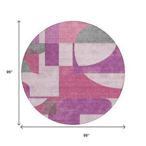 Homeroots 3' Geometric Washable Indoor Outdoor Area Rug - Stylish, Durable & Stain Resistant For Any Space Blush Polyester 617898