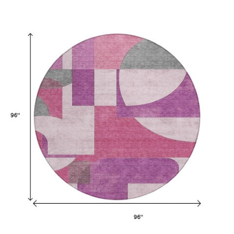 Homeroots 3' Geometric Washable Indoor Outdoor Area Rug - Stylish, Durable & Stain Resistant For Any Space Blush Polyester 617898