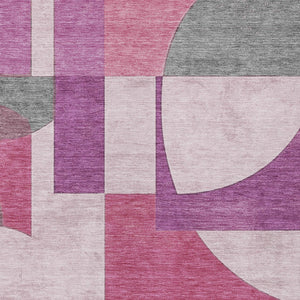 Homeroots 3' Geometric Washable Indoor Outdoor Area Rug - Stylish, Durable & Stain Resistant For Any Space Blush Polyester 617899