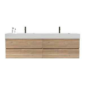 English Elm Galan 72 Inch Double Sink Vanity Fluted Wood Quartz Top Freestanding Bathroom Cabinet W1865S00184