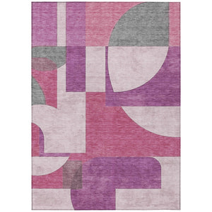 HomeRoots 5' Modern Blush and Mauve Geometric Area Rug - Washable, Durable for Indoor & Outdoor Spaces 9' X 12' 617900