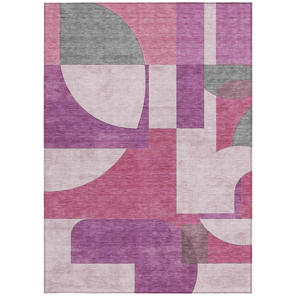 Homeroots 3' Geometric Washable Indoor Outdoor Area Rug - Stylish, Durable & Stain Resistant For Any Space Blush Polyester 617901