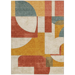 Homeroots 3' Geometric Washable Indoor Outdoor Area Rug - Stylish, Durable & Stain Resistant For Any Space Coral Polyester 617902