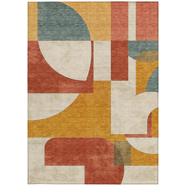 Homeroots 3' Geometric Washable Indoor Outdoor Area Rug - Stylish, Durable & Stain Resistant For Any Space Coral Polyester 617902