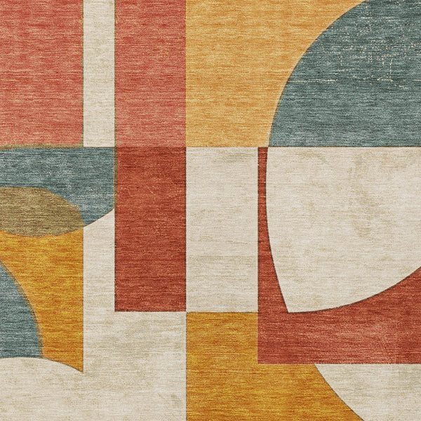 Homeroots 3' Geometric Washable Indoor Outdoor Area Rug - Stylish, Durable & Stain Resistant For Any Space Coral Polyester 617903