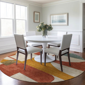 Homeroots 3' Geometric Washable Indoor Outdoor Area Rug - Stylish, Durable & Stain Resistant For Any Space Coral Polyester 617904