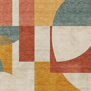 Homeroots 3' Geometric Washable Indoor Outdoor Area Rug - Stylish, Durable & Stain Resistant For Any Space Coral Polyester 617906