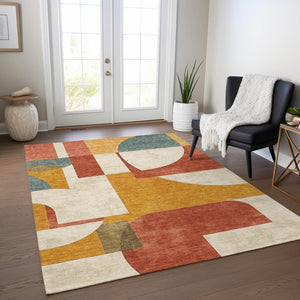 Homeroots 3' Geometric Washable Indoor Outdoor Area Rug - Stylish, Durable & Stain Resistant For Any Space Coral Polyester 617907
